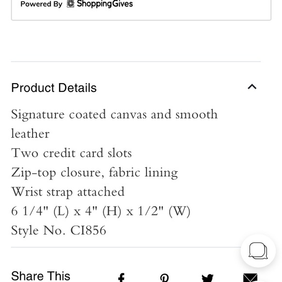 Coach Wristlet In sig. canvas w/floral cluster print.Gold/ light/ khaki multi. - Picture 9 of 9